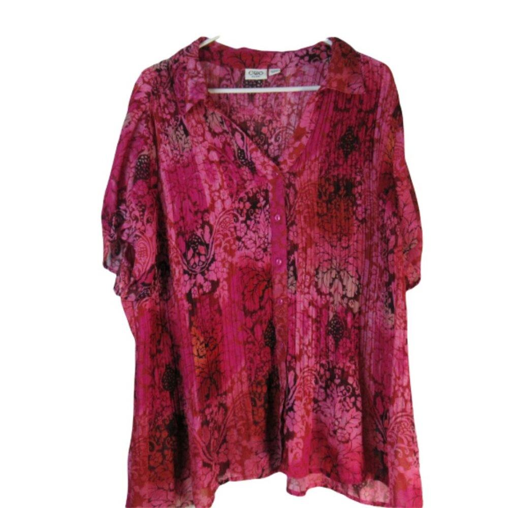 Cato Pink Red floral blouse Polyester